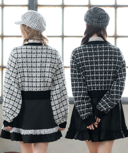 DearMyLove（ディアマイラブ）の「ツイード柄ショート丈ニット