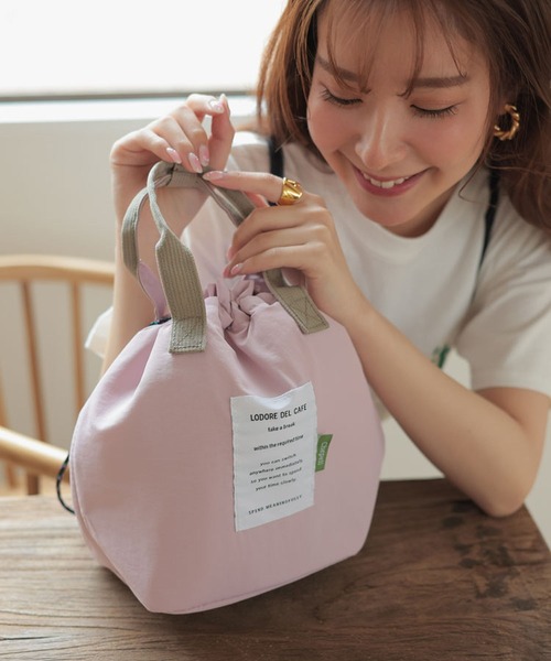 DONOBAN(ドノバン)の「保冷巾着ランチバッグ(エコバッグ/サブバッグ・レディース・ブラック/ベージュ/ピンク/ブルー・ONESIZE)」の4枚目の写真
