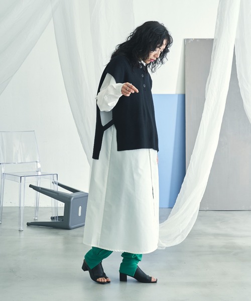 VACANCY（ヴァカンシー）の「ポロニットベスト（ベスト・レディース・ブラック/グレイッシュベージュ・FREE）」の10枚目の写真