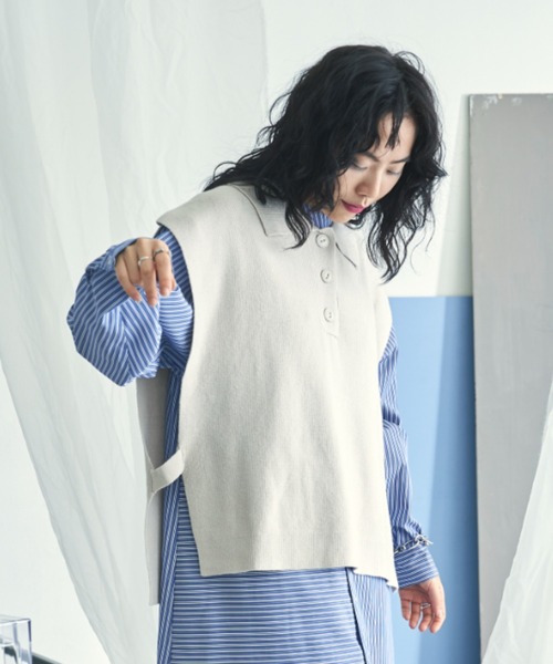 VACANCY（ヴァカンシー）の「ポロニットベスト（ベスト・レディース・ブラック/グレイッシュベージュ・FREE）」の22枚目の写真