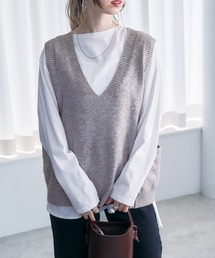 デザインVネックニットベスト