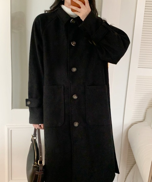 ABITOKYO（アビトーキョー）の「サイドスリットビックポケットロングチェスターコート（チェスターコート・レディース・チャコールグレー/ブラック/ベージュ/ブルー・S/M/L）」の8枚目の写真