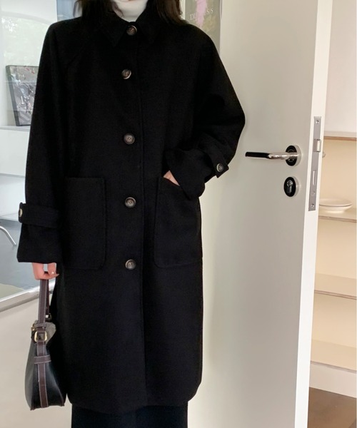 ABITOKYO（アビトーキョー）の「サイドスリットビックポケットロングチェスターコート（チェスターコート・レディース・チャコールグレー/ブラック/ベージュ/ブルー・S/M/L）」の5枚目の写真