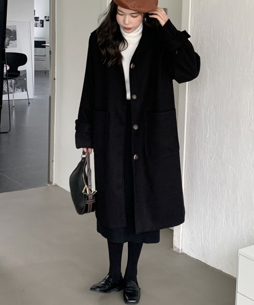 ABITOKYO（アビトーキョー）の「サイドスリットビックポケットロングチェスターコート（チェスターコート・レディース・チャコールグレー/ブラック/ベージュ/ブルー・S/M/L）」の6枚目の写真