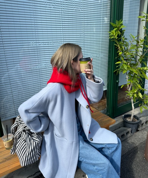 StyleSea（スタイルシー）の「ニットバラクラバ/ ネックウォーマー（ニットキャップ/ビーニー・レディース・ベージュ/ブラウン/ピンク/グリーン/アイボリー/ライラック/ミント/アイボリー系/チャコールグレー/ライム/ブラック/ブラウン系その他/キナリ/ライトグリーン/チョコ/ベビーピンク/ライトベージュ/ロイヤルブルー/スカイブルー/レッド・FREE）」の20枚目の写真