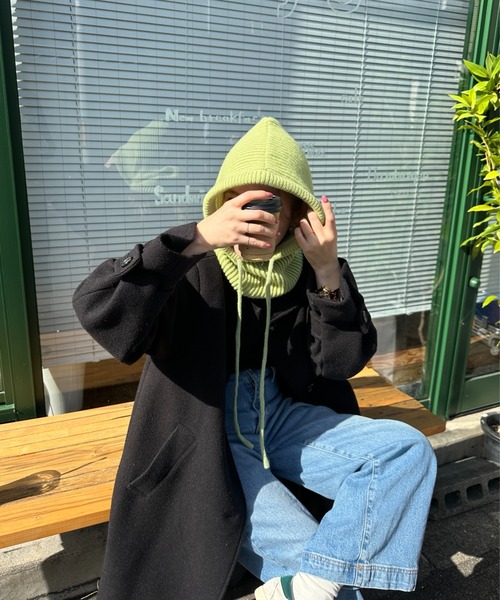 StyleSea（スタイルシー）の「ニットバラクラバ/ ネックウォーマー（ニットキャップ/ビーニー・レディース・ベージュ/ブラウン/ピンク/グリーン/アイボリー/ライラック/ミント/アイボリー系/チャコールグレー/ライム/ブラック/ブラウン系その他/キナリ/ライトグリーン/チョコ/ベビーピンク/ライトベージュ/ロイヤルブルー/スカイブルー/レッド・FREE）」の21枚目の写真