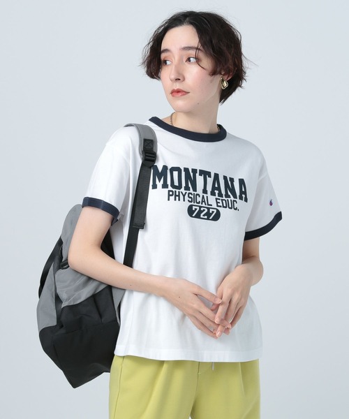 Champion(チャンピオン)の「【Champion(チャンピオン)】別注リンガーT(Tシャツ/カットソー・レディース・オフホワイト/ライトグレー/ブルー・FREE)」の16枚目の写真