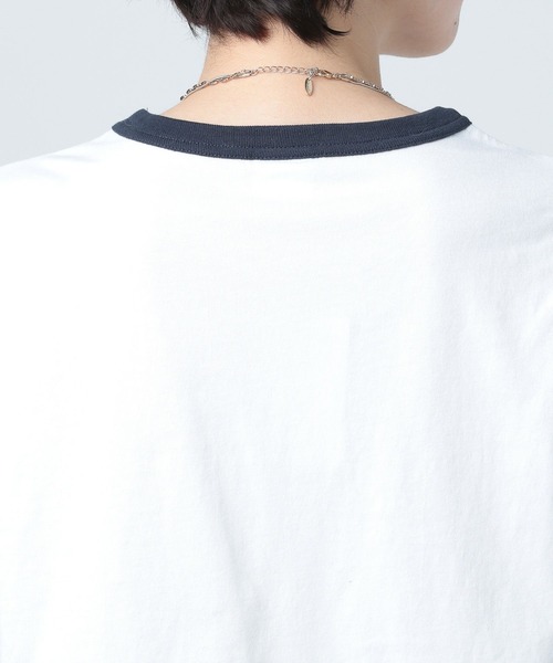 Champion(チャンピオン)の「【Champion(チャンピオン)】別注リンガーT(Tシャツ/カットソー・レディース・オフホワイト/ライトグレー/ブルー・FREE)」の17枚目の写真