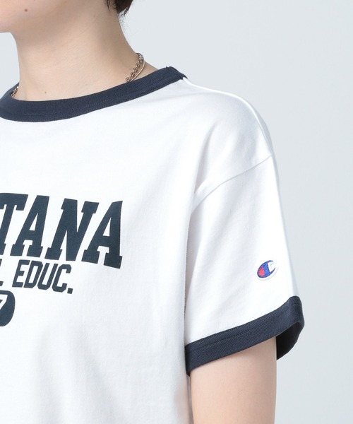Champion(チャンピオン)の「【Champion(チャンピオン)】別注リンガーT(Tシャツ/カットソー・レディース・オフホワイト/ライトグレー/ブルー・FREE)」の5枚目の写真