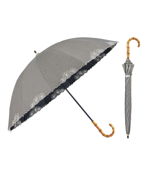 UVO(ウーボ)の「★完全遮光100% 最強の日傘「UVO(ウーボ)」 12本骨 長傘 刺繍フラワー Wpc.(長傘・レディース・ベージュ/ブラック/パープル/ブルーグレー/オフホワイト/ピンク/ラベンダー/サンドベージュ/グレー/サックスブルー・FREE)」の4枚目の写真