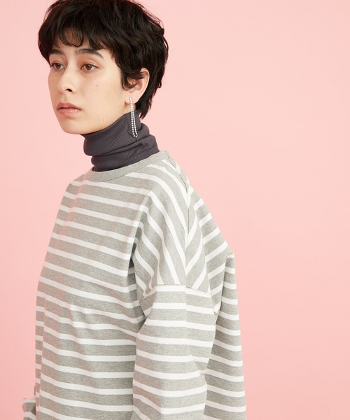 Whim Gazette ボーダー ワンピース ホワイトネイビー 綿 ルーズ