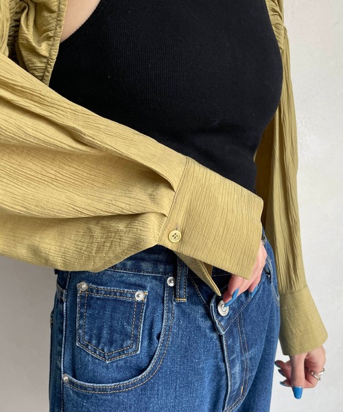 CAPRICIEUX LE'MAGE(カプリシューレマージュ)の「シャーリングボレロカーディガン(シャツ/ブラウス・レディース・ホワイト/ブラック/イエロー・FREE)」の8枚目の写真