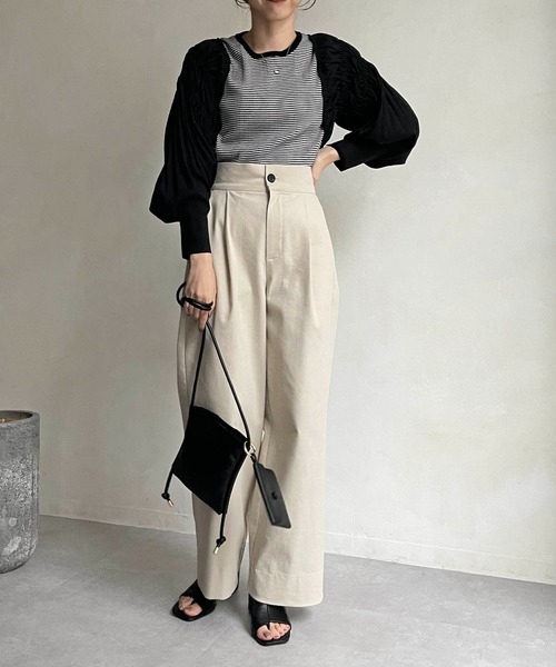 CAPRICIEUX LE'MAGE(カプリシューレマージュ)の「シャーリングボレロカーディガン(シャツ/ブラウス・レディース・ホワイト/ブラック/イエロー・FREE)」の16枚目の写真