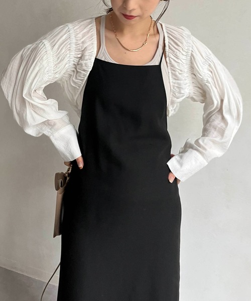 CAPRICIEUX LE'MAGE(カプリシューレマージュ)の「シャーリングボレロカーディガン(シャツ/ブラウス・レディース・ホワイト/ブラック/イエロー・FREE)」の20枚目の写真