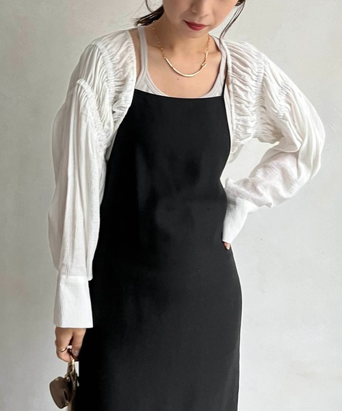 CAPRICIEUX LE'MAGE(カプリシューレマージュ)の「シャーリングボレロカーディガン(シャツ/ブラウス・レディース・ホワイト/ブラック/イエロー・FREE)」の21枚目の写真