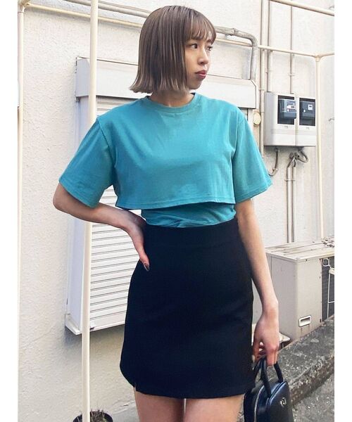 EMODA（エモダ）の「レイヤードハーフトップ（Tシャツ/カットソー・レディース・ホワイト/ブラック/イエロー/グリーン・FREE）」の4枚目の写真