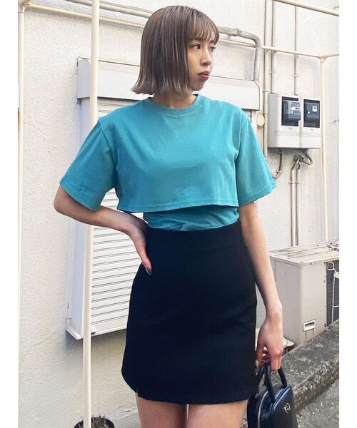 EMODA（エモダ）の「レイヤードハーフトップ（Tシャツ/カットソー・レディース・ホワイト/ブラック/イエロー/グリーン・FREE）」の13枚目の写真