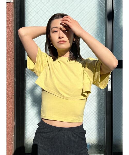 EMODA（エモダ）の「レイヤードハーフトップ（Tシャツ/カットソー・レディース・ホワイト/ブラック/イエロー/グリーン・FREE）」の17枚目の写真