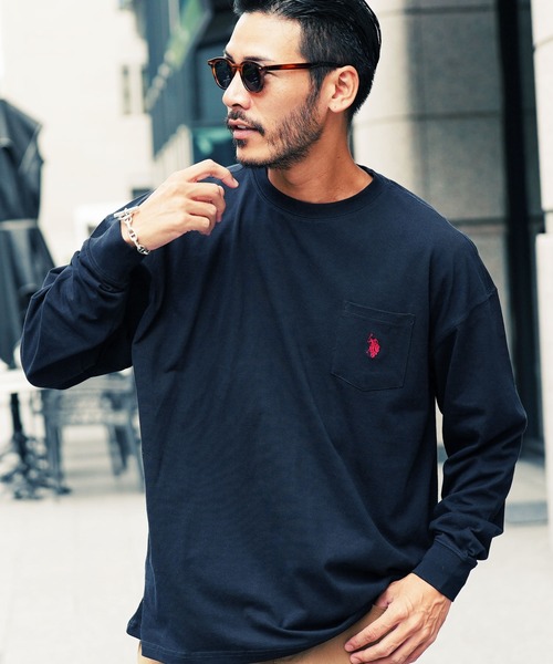 U.S. POLO ASSN.（ユーエスポロアッスン）の「US.POLO ASSN./ユーエスポロアッスン ブランド別注 オーバーサイズ ワンポイント刺繍長袖Tシャツ（Tシャツ/カットソー・メンズ・ホワイト/ブラック/ダークグリーン/ネイビー/ライトベージュ/ブラック系その他2/ブルー系その他2/ホワイト系その他/ベージュ系その他/ベージュ系その他2/グリーン系その他/グリーン系その他2/ブルー系その他/ブラック系その他/ホワイト系その他2・MEDIUM/LARGE）」の13枚目の写真