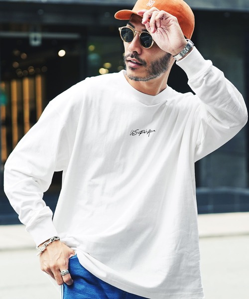 U.S. POLO ASSN.（ユーエスポロアッスン）の「US.POLO ASSN./ユーエスポロアッスン ブランド別注 オーバーサイズ ワンポイント刺繍長袖Tシャツ（Tシャツ/カットソー・メンズ・ホワイト/ブラック/ダークグリーン/ネイビー/ライトベージュ/ブラック系その他2/ブルー系その他2/ホワイト系その他/ベージュ系その他/ベージュ系その他2/グリーン系その他/グリーン系その他2/ブルー系その他/ブラック系その他/ホワイト系その他2・MEDIUM/LARGE）」の4枚目の写真