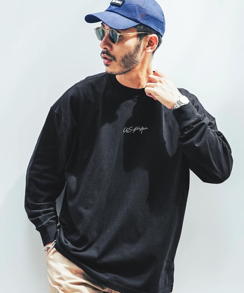 U.S. POLO ASSN.（ユーエスポロアッスン）の「US.POLO ASSN./ユーエスポロアッスン ブランド別注 オーバーサイズ ワンポイント刺繍長袖Tシャツ（Tシャツ/カットソー・メンズ・ホワイト/ブラック/ダークグリーン/ネイビー/ライトベージュ/ブラック系その他2/ブルー系その他2/ホワイト系その他/ベージュ系その他/ベージュ系その他2/グリーン系その他/グリーン系その他2/ブルー系その他/ブラック系その他/ホワイト系その他2・MEDIUM/LARGE）」の7枚目の写真