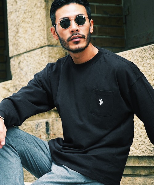 U.S. POLO ASSN.（ユーエスポロアッスン）の「US.POLO ASSN./ユーエスポロアッスン ブランド別注 オーバーサイズ ワンポイント刺繍長袖Tシャツ（Tシャツ/カットソー・メンズ・ホワイト/ブラック/ダークグリーン/ネイビー/ライトベージュ/ブラック系その他2/ブルー系その他2/ホワイト系その他/ベージュ系その他/ベージュ系その他2/グリーン系その他/グリーン系その他2/ブルー系その他/ブラック系その他/ホワイト系その他2・MEDIUM/LARGE）」の5枚目の写真
