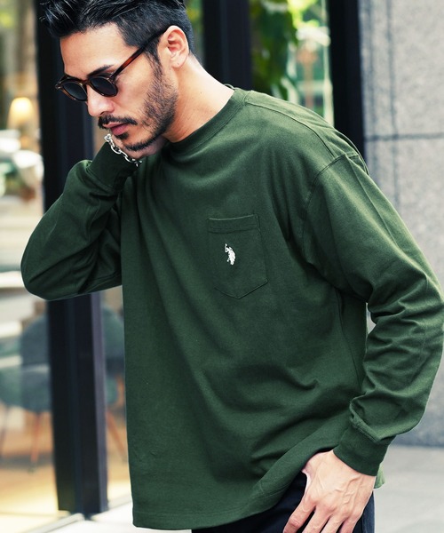 U.S. POLO ASSN.（ユーエスポロアッスン）の「US.POLO ASSN./ユーエスポロアッスン ブランド別注 オーバーサイズ ワンポイント刺繍長袖Tシャツ（Tシャツ/カットソー・メンズ・ホワイト/ブラック/ダークグリーン/ネイビー/ライトベージュ/ブラック系その他2/ブルー系その他2/ホワイト系その他/ベージュ系その他/ベージュ系その他2/グリーン系その他/グリーン系その他2/ブルー系その他/ブラック系その他/ホワイト系その他2・MEDIUM/LARGE）」の11枚目の写真