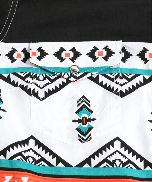 Wrangler（ラングラー）の「［Wrangler ラングラー］Women’s Western Retro Snap Dress アステカ柄 ウエスタン シャツ ワンピース（シャツワンピース・レディース・ホワイト×ブラック・S/M/L）」の6枚目の写真