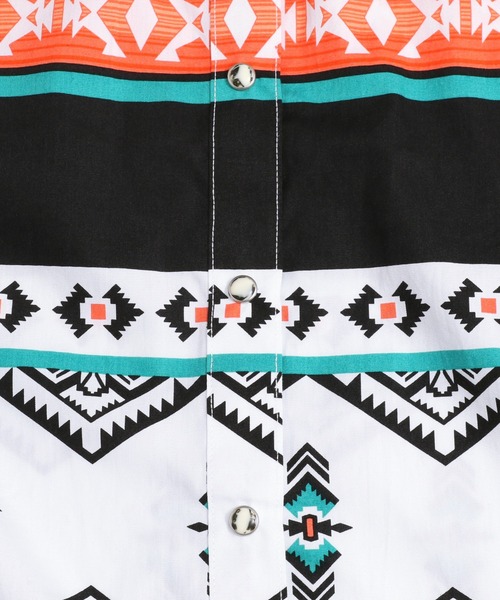 Wrangler（ラングラー）の「［Wrangler ラングラー］Women’s Western Retro Snap Dress アステカ柄 ウエスタン シャツ ワンピース（シャツワンピース・レディース・ホワイト×ブラック・S/M/L）」の8枚目の写真