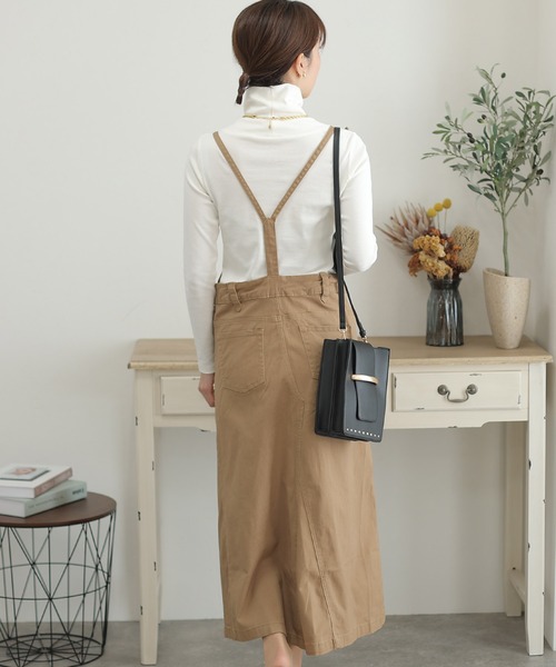 ElegChic(エレグシック)の「ツイルマキシ丈 スカート サロペット(サロペット/オーバーオール・レディース・オフホワイト/ブラック/ベージュ/カーキ・3L/4L/L/XL/M)」の11枚目の写真