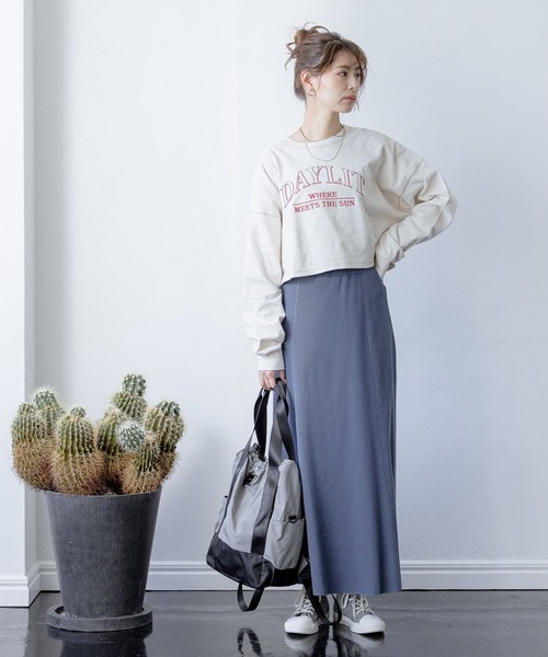 BAYFLOW（ベイフロー）の「ロゴシシュウショートプルオーバー（スウェット・レディース・ピンク/アイボリー/チャコール・FREE）」の4枚目の写真