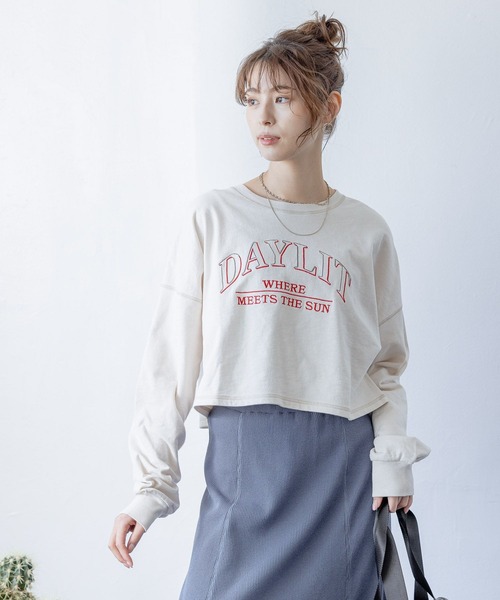 BAYFLOW（ベイフロー）の「ロゴシシュウショートプルオーバー（スウェット・レディース・ピンク/アイボリー/チャコール・FREE）」の7枚目の写真