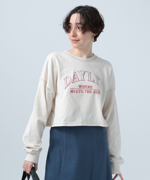 BAYFLOW（ベイフロー）の「ロゴシシュウショートプルオーバー（スウェット・レディース・ピンク/アイボリー/チャコール・FREE）」の13枚目の写真