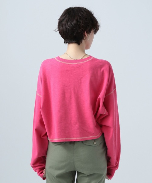 BAYFLOW（ベイフロー）の「ロゴシシュウショートプルオーバー（スウェット・レディース・ピンク/アイボリー/チャコール・FREE）」の11枚目の写真