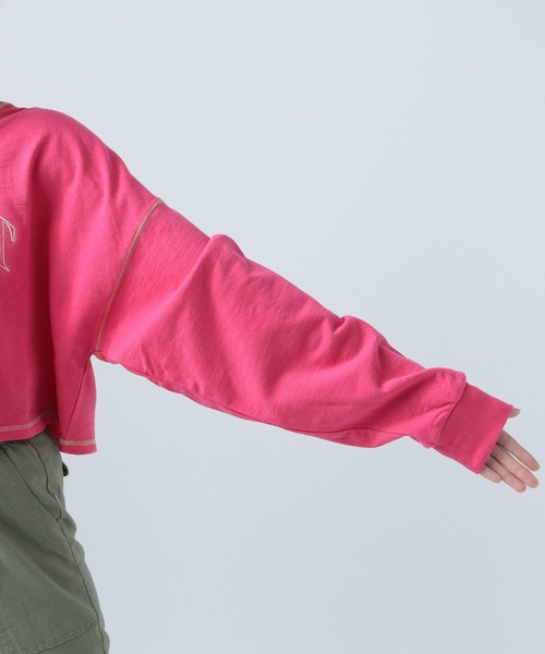 BAYFLOW（ベイフロー）の「ロゴシシュウショートプルオーバー（スウェット・レディース・ピンク/アイボリー/チャコール・FREE）」の16枚目の写真