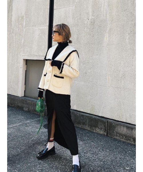 AMAIL(アマイル)の「Over slit long skirt(スカート・レディース・ブラック/ベージュ・FREE)」の9枚目の写真