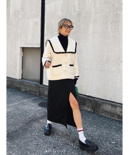 AMAIL(アマイル)の「Over slit long skirt(スカート・レディース・ブラック/ベージュ・FREE)」の12枚目の写真