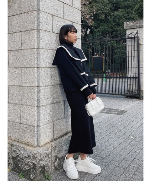 AMAIL(アマイル)の「Over slit long skirt(スカート・レディース・ブラック/ベージュ・FREE)」の15枚目の写真