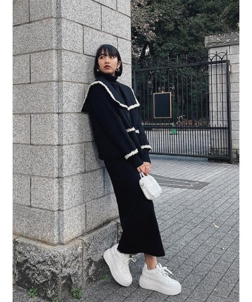 AMAIL(アマイル)の「Over slit long skirt(スカート・レディース・ブラック/ベージュ・FREE)」の7枚目の写真