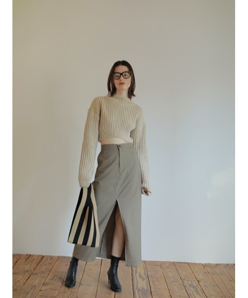 AMAIL(アマイル)の「Over slit long skirt(スカート・レディース・ブラック/ベージュ・FREE)」の17枚目の写真