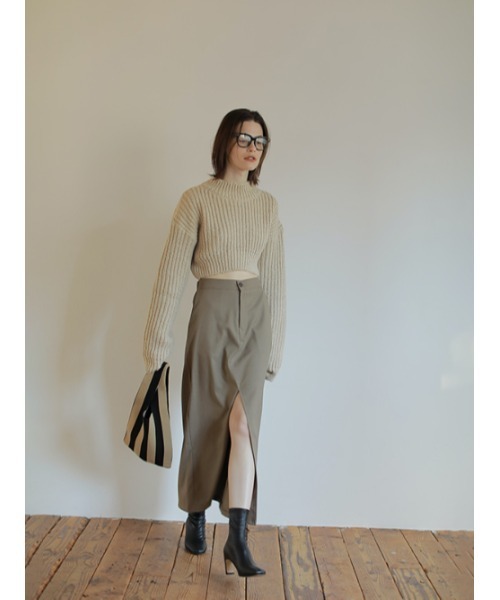 AMAIL(アマイル)の「Over slit long skirt(スカート・レディース・ブラック/ベージュ・FREE)」の3枚目の写真