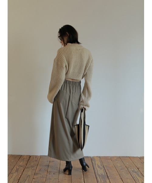 AMAIL(アマイル)の「Over slit long skirt(スカート・レディース・ブラック/ベージュ・FREE)」の10枚目の写真