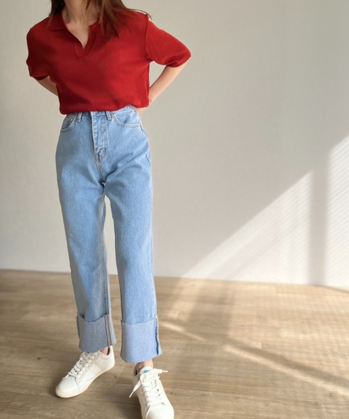 ISOOK(アイスー)の「Sheer polo knit / シアーポロニット(ポロシャツ・レディース・レッド/イエロー/グリーン・FREE)」の10枚目の写真