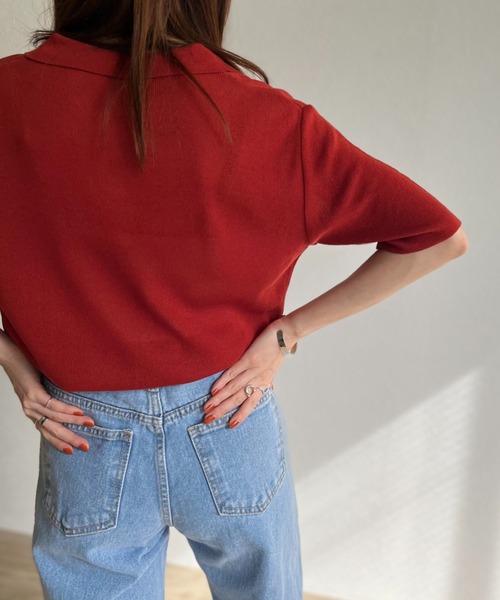 ISOOK(アイスー)の「Sheer polo knit / シアーポロニット(ポロシャツ・レディース・レッド/イエロー/グリーン・FREE)」の12枚目の写真