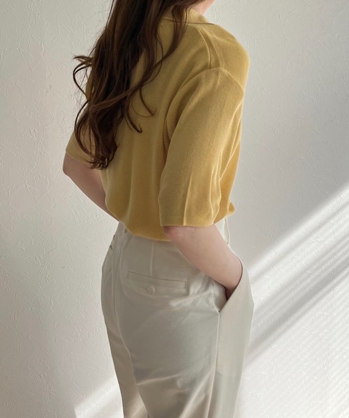 ISOOK(アイスー)の「Sheer polo knit / シアーポロニット(ポロシャツ・レディース・レッド/イエロー/グリーン・FREE)」の6枚目の写真
