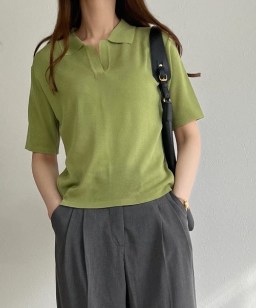 ISOOK(アイスー)の「Sheer polo knit / シアーポロニット(ポロシャツ・レディース・レッド/イエロー/グリーン・FREE)」の13枚目の写真