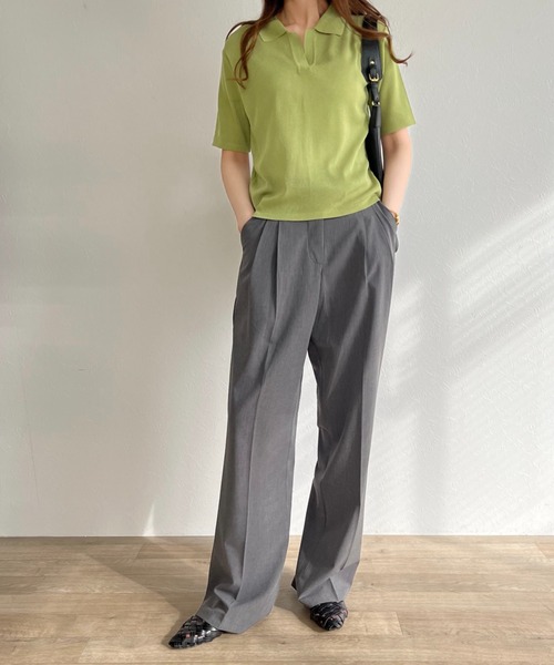 ISOOK(アイスー)の「Sheer polo knit / シアーポロニット(ポロシャツ・レディース・レッド/イエロー/グリーン・FREE)」の16枚目の写真