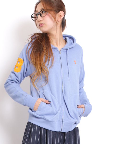 GIORDANO（ジョルダーノ）の「[GIORDANO]ライオン刺繍フルジップスウェットパーカー（パーカー・レディース・ブラック/グレー/グリーン/ブルー/ネイビー/ピンク・MEDIUM/LARGE）」の12枚目の写真