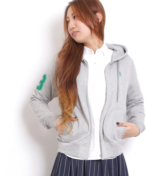 GIORDANO（ジョルダーノ）の「[GIORDANO]ライオン刺繍フルジップスウェットパーカー（パーカー・レディース・ブラック/グレー/グリーン/ブルー/ネイビー/ピンク・MEDIUM/LARGE）」の13枚目の写真