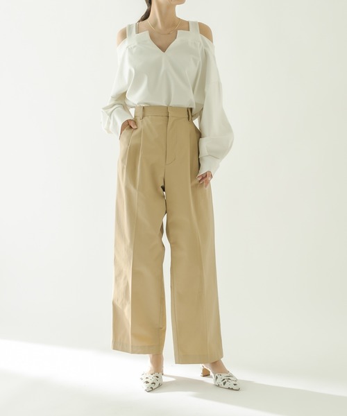 mystic（ミスティック）の「[otonamystic] タックワイドチノパンツ（チノパンツ・レディース・オフホワイト/キャメル・FREE）」の13枚目の写真